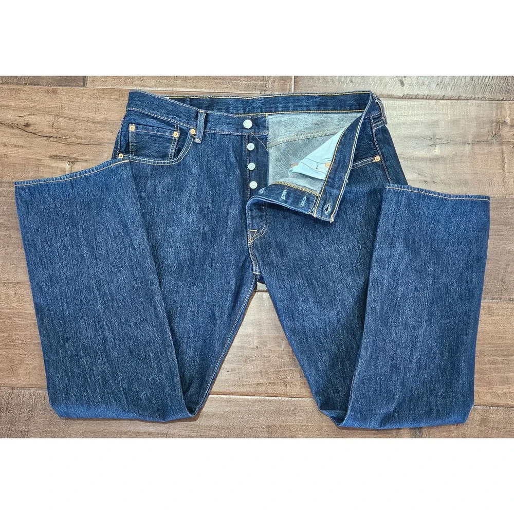Levis 501 Original Fit Mens Dark Wash Indigo Straight Leg Jeans W38 L32